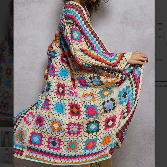 Pol Granny Square Long Duster Multi Color NEW - Picture 1 of 2